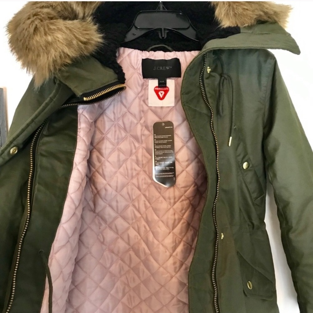NEW J. Crew primaloft parka w/ faux fur trim XXSP - Picture 4 of 8